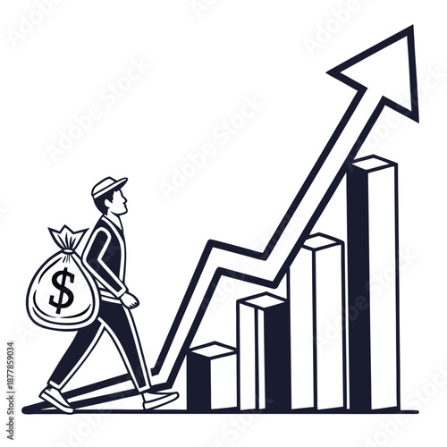 Man climbing staircase of success