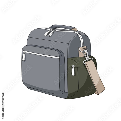 Gray Hiking Backpack with Green Pocket