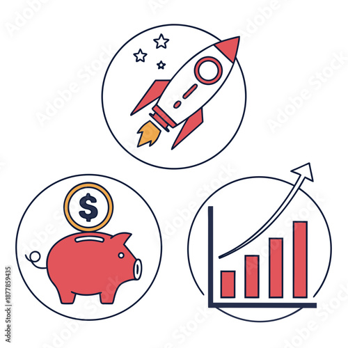 Business growth and success icons