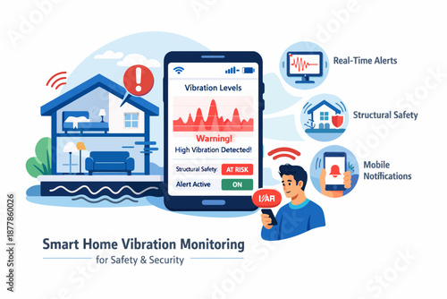 Smart home vibration monitoring system for safety and security