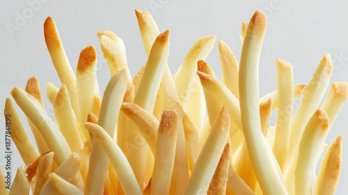 Parsnip fries photographed vertically for menu design, clean background, strong negative space