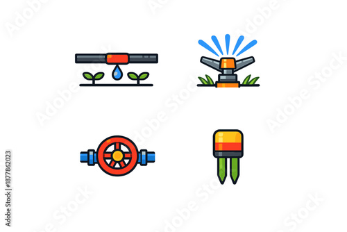 Irrigation and Farming Icons Set
