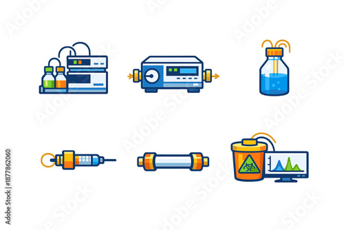Laboratory Equipment Icons for Scientific Research