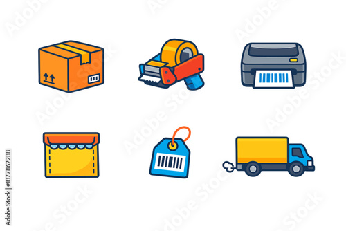 Shipping and delivery icon set