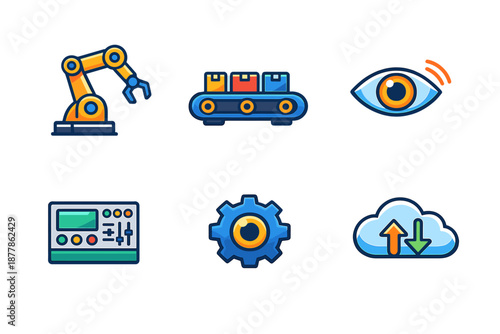 Industrial Icons Set: Automation, Vision, and Data