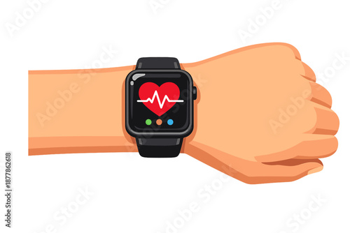 Smartwatch with heart rate monitor on a person's wrist