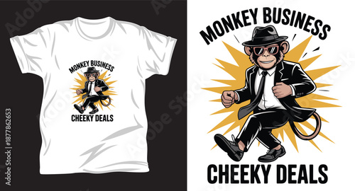 Monkey graphic vector t shirt design Print.