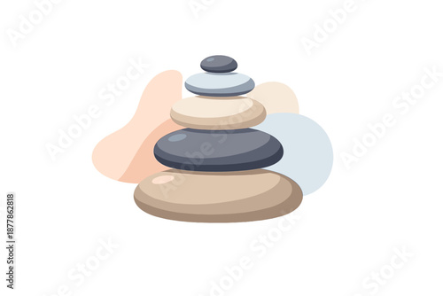 Stack of Balanced Stones with Soft Glowing Shapes Behind