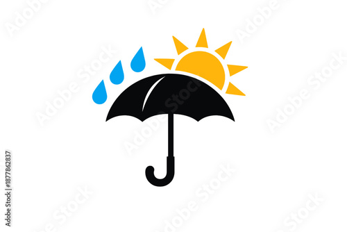 Umbrella with sun and rain symbols