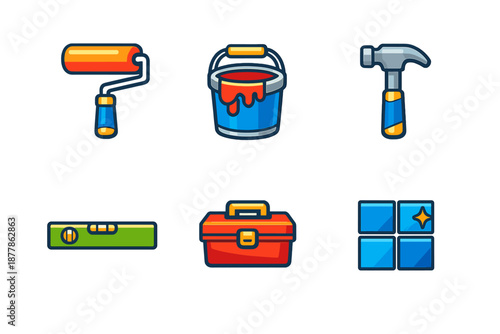 Set of construction and repair tool icons