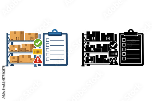 Warehouse Inventory Management Checklist and Status Icons