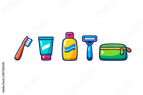 Toiletry items collection on a dark background