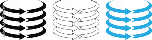 Circular Arrow Loop Icons Set Rotation Process Flow Vector