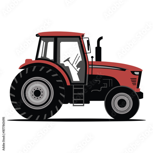 red tractor isolated on white