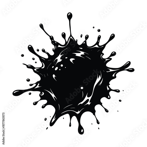 Black Ink Splash Blob Isolated Vector Illustration