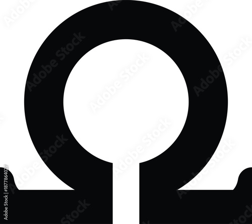 Symbol omega icon black color illustration flat style simple 