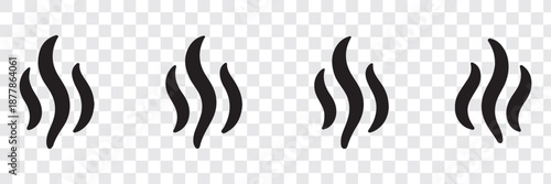 Smoke steam icon vector logo set. Smoke smell, steam aroma heat icon illustration. Hot vapor fire doodle line logo. Hit stink, coffee, fragrance flame elements. Vector illustration.