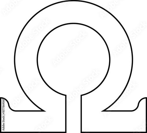 Omega uppercase line icon. Last Greek letter symbol. Ohm sign. Illustration for web and mobile app. Line style mathematics Omega function icon. Final letter in the Greek alphabet. Vector
