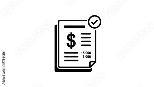 Financial Document with Dollar Sign and Checkmark.