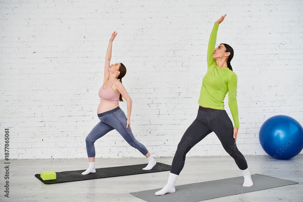 Obraz premium Embracing wellness through yoga during pregnancy and beyond in a tranquil space