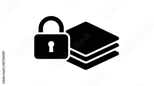 Open padlock with stack of documents.