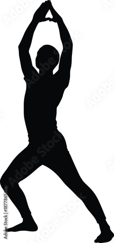 Dynamic Yoga Pose Silhouette for Fitness and Wellness - A Symbol of Strength, Balance, and Mindful Living Practice