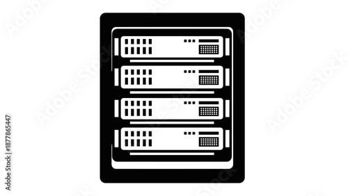 Server Rack with Multiple Servers Inside.