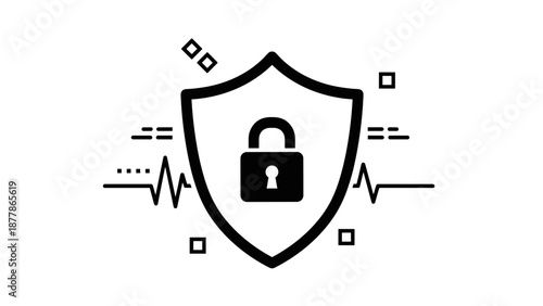 Shield with Lock Icon Security Symbol.