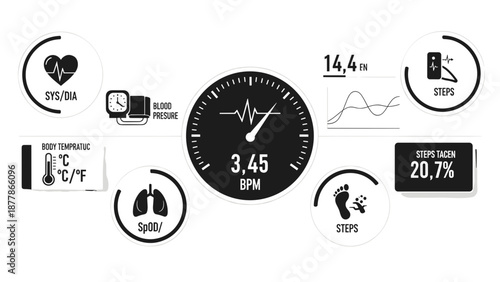 Smartwatch Interface with Health Metrics Display.