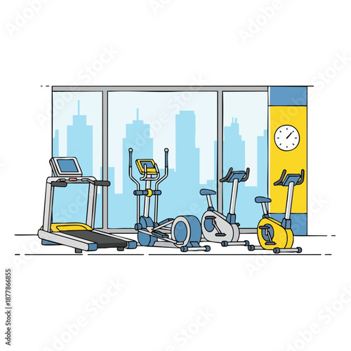 Modern Gym Equipment Illustration