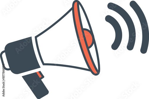 Megaphone with sound waves emitting from it