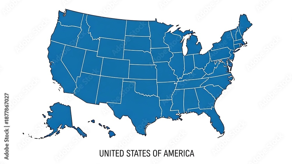 Fototapeta premium United States of America map with state borders on white background country map