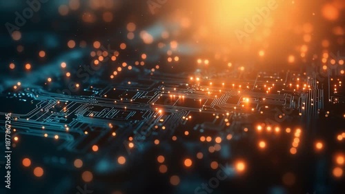Illuminated Circuit Board: A close-up view of a complex circuit board, bathed in an ethereal glow of light, highlighting the intricate connections and technological advancements of our digital world.