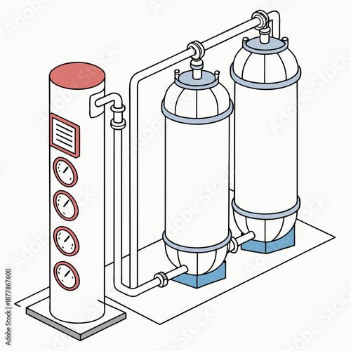 Chemical Filtration Technology Concept Depicting Membrane Separation Process and Purification System for Industrial Applications