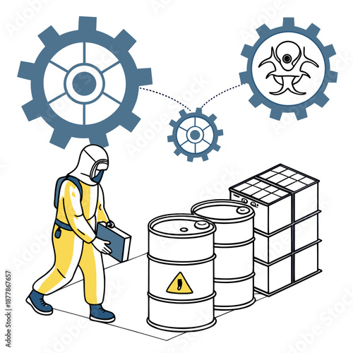 Industrial Safety and Chemical Hazard Management System Illustration for Risk Assessment and Controlled Laboratory Environments