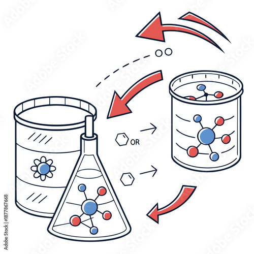 Abstract Illustration of Chemical Heat Transfer Process Showing Energy Flow and Thermal Management in Industrial Systems
