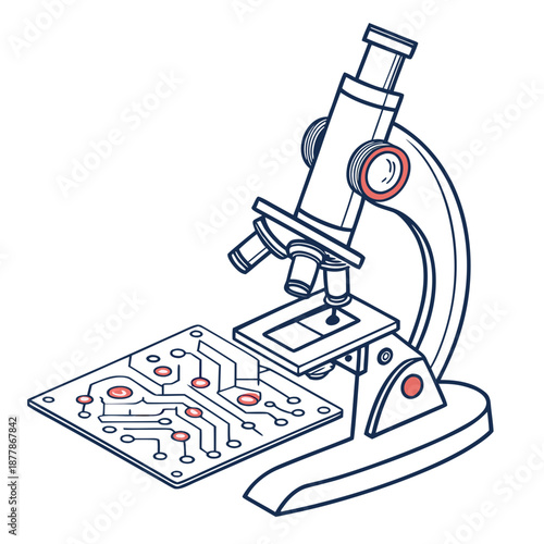 Microfluidic Lab on Chip Technology and Miniature Chemical Analysis Concept Illustration