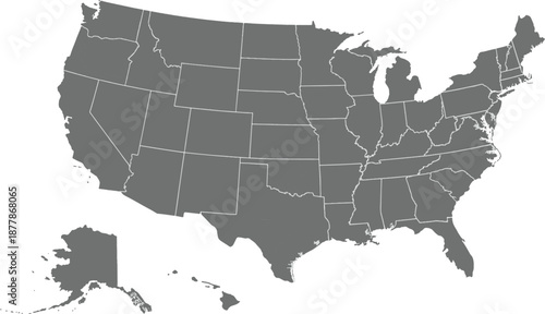 United States of America Map with State Boundaries