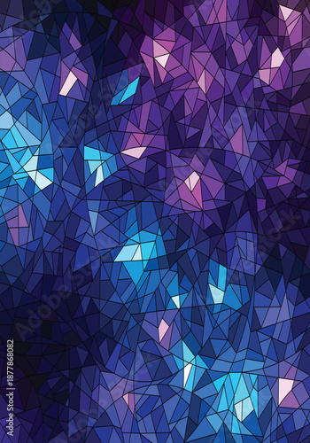 Abstract Stained Glass Polygon Background in Blue and Purple