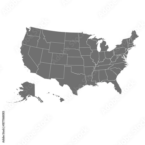 United States of America Map with State Boundaries