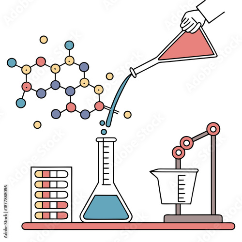 Chemical Raw Material Processing and Refined Input Abstract Concept for Global Supply Chain