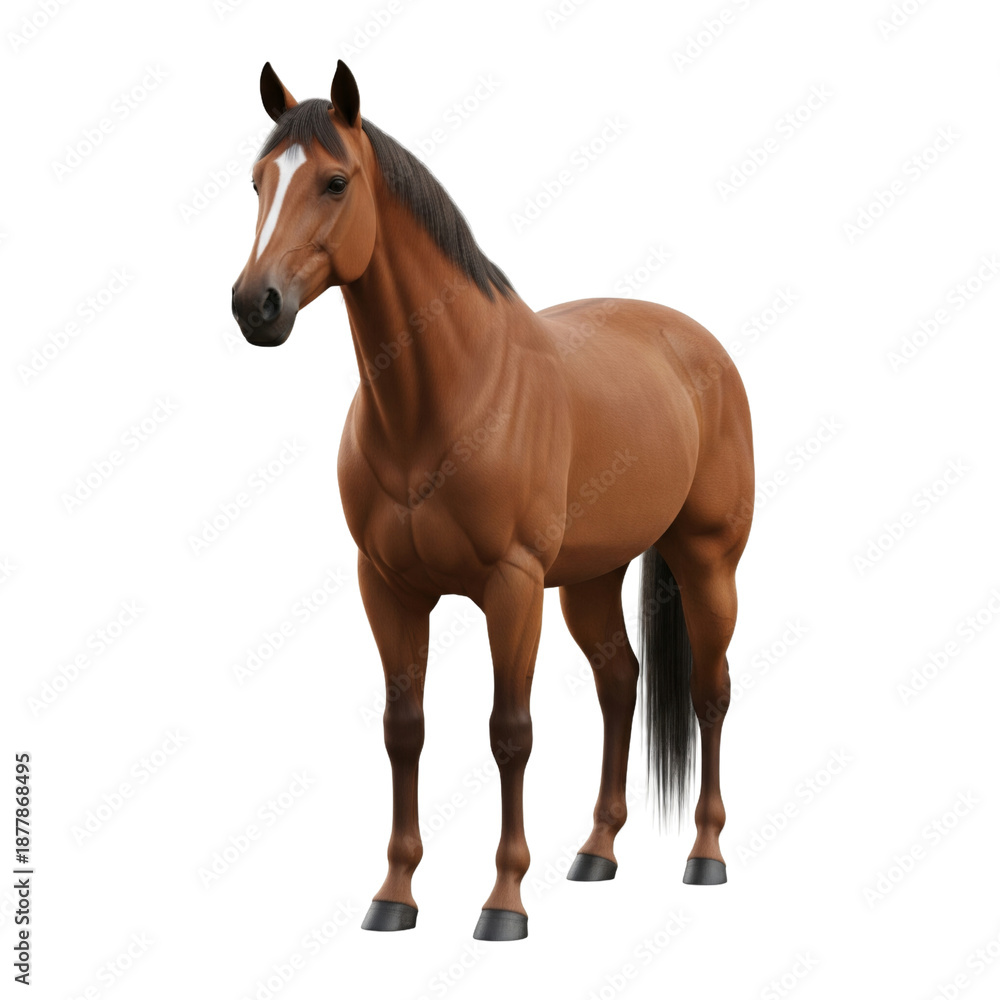 Fototapeta premium Brown horse standing isolated on white