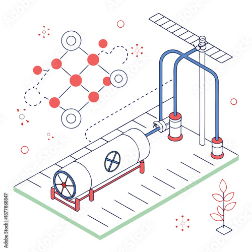 Industrial Gas Chemistry Concept with Controlled Gas Flow and Pressure Regulation System for Manufacturing and Laboratory Use