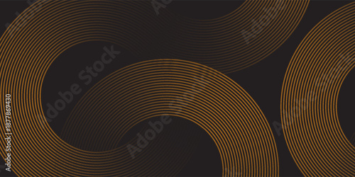 3D brown lines techno abstract background layer on dark blank space with circles shapes effect for backdrop, wallpaper. Modern cincept. Vector Illustration.