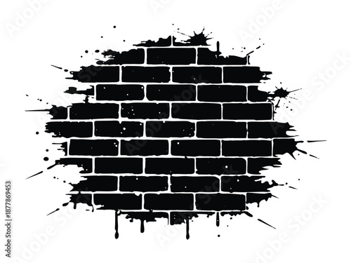 Black Grunge Brick Wall Splatter Urban Texture Vector