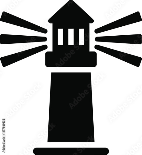 Lighthouse icon with radiating beams