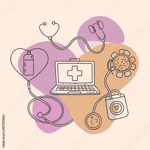 Illustration of healthcare and technology integration