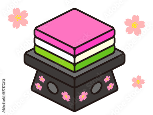 美味しそうな菱餅のイラスト素材