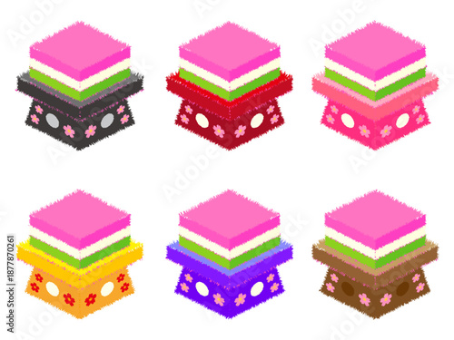 かわいい菱餅のイラスト素材セット4