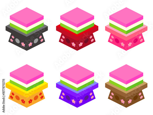 かわいい菱餅のイラスト素材セット2